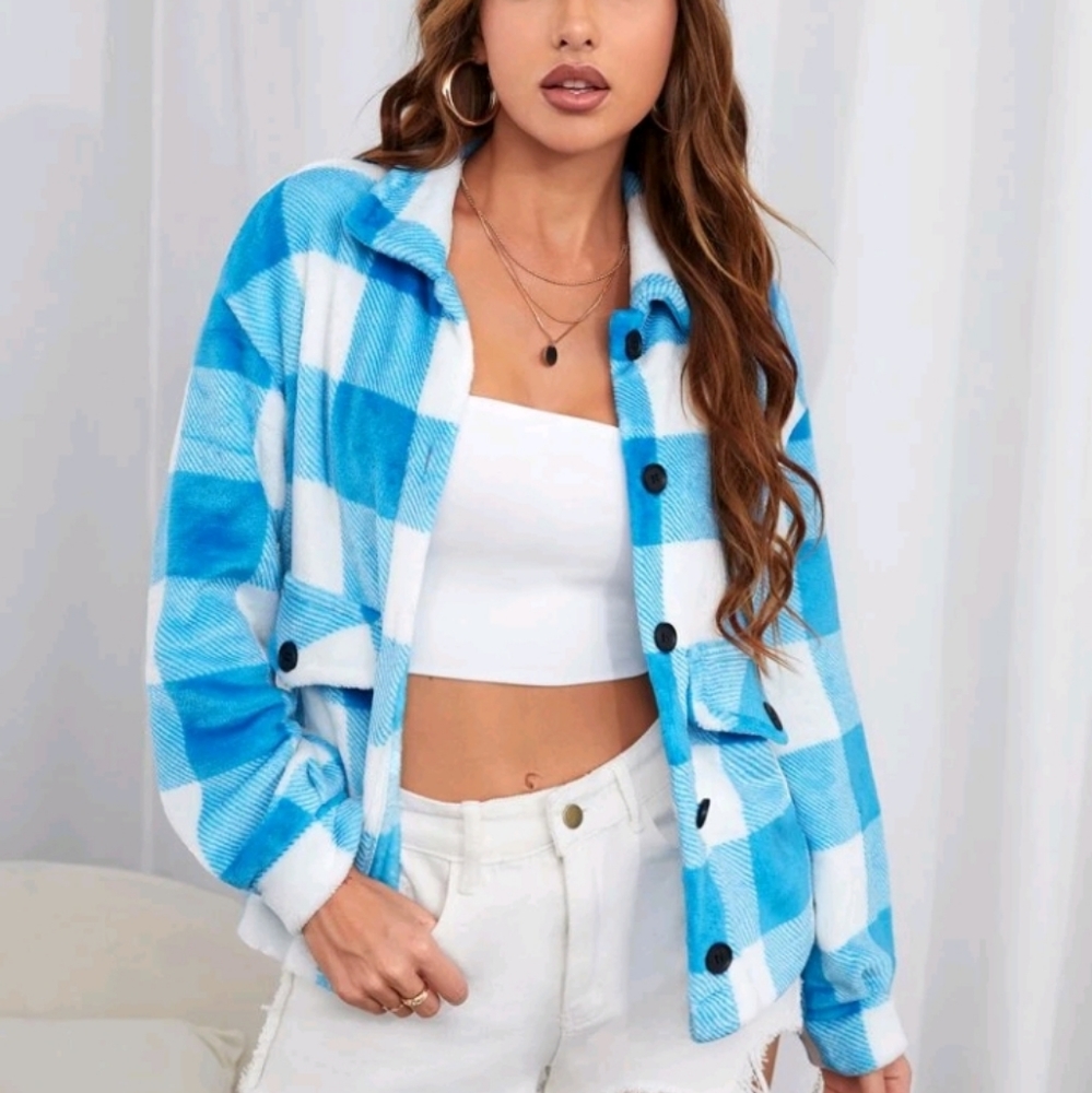 Gingham Drop Shoulder Jacket